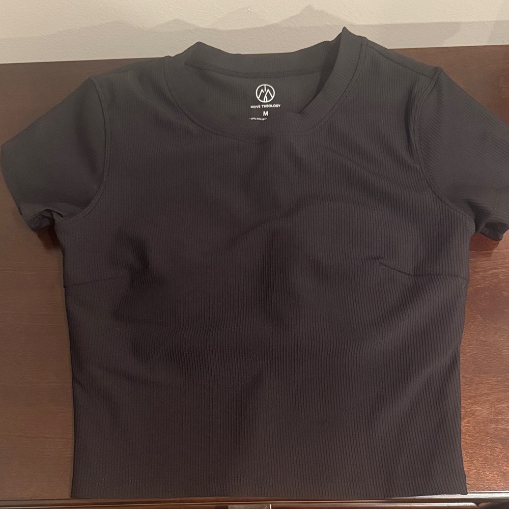 Classic Black Ribbed Short Sleeve Top